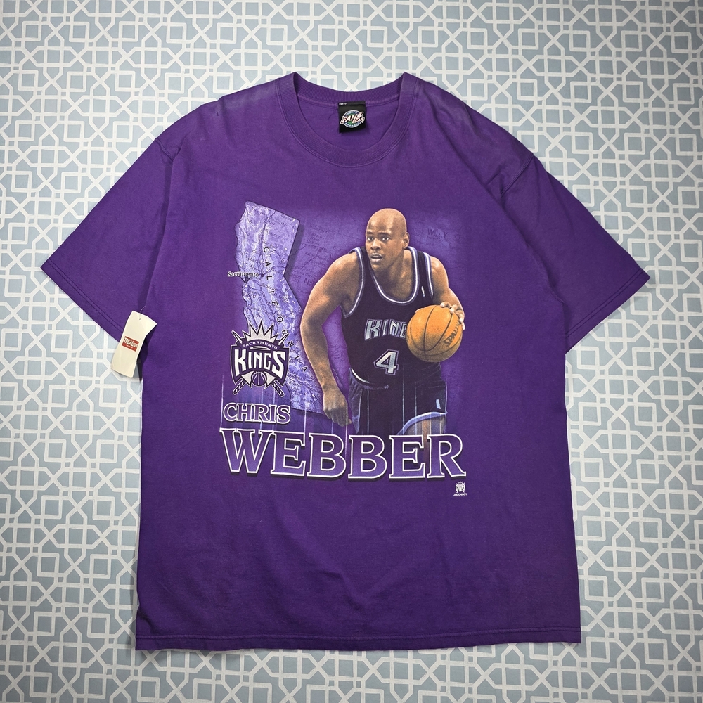 Vintage 90's NBA Chris Webber Sacramento Kings Basketball Dead Stock Shirt XL
